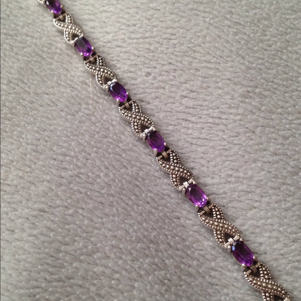 Amethyst and Silver Bracelet - Picture 1 of 4